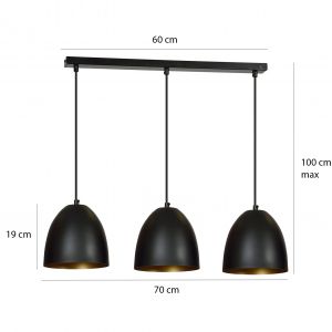 Emibig lampa wisząca LENOX 3 BLACK / GOLD E27 60W MAX 410/3 - lenox3-black-gold-3.jpg