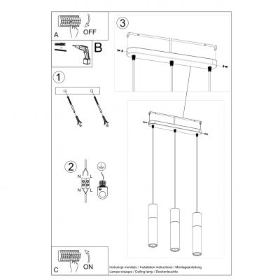 Sollux Lampa wisząca BORGIO 3L biały SL.0649 (SL.0649)
