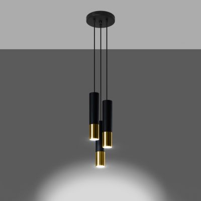 Sollux Lampa wisząca Loopez 3P czarny/złoty SL.0955 (SL.0955)