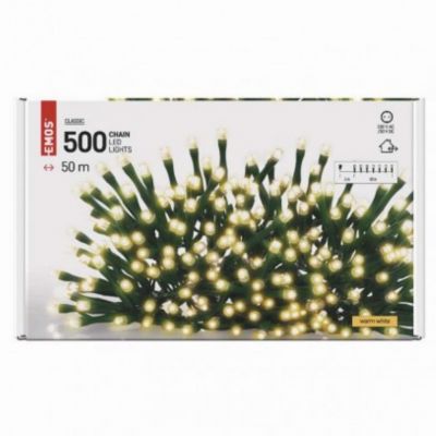 Lampki choinkowe Classic 500LED 50m ciepła biel IP44 timer (D4AW06)