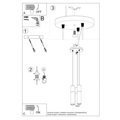 Sollux Lampa wisząca PABLO 3P czarna SL.1014 (SL.1014)