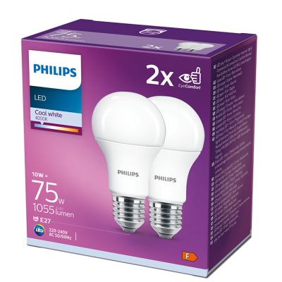 Żarówka LED E27 10W (75W) neutralna biel dwupak indeks wycofany PHILIPS (929001234822)