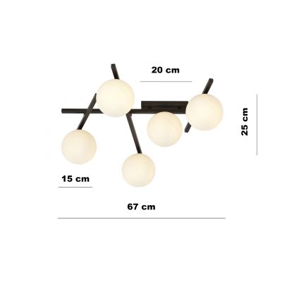 Emibig plafon Smart 5 5xE14 czarno/biały 1103/5 (1103/5)