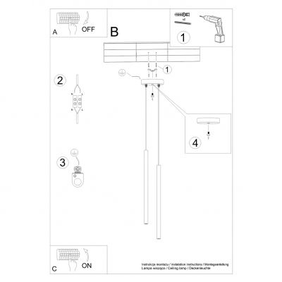 Lampa wisząca PASTELO podwójna czarna tuby nad stół wyspę do salonu Sollux (SL.1304)