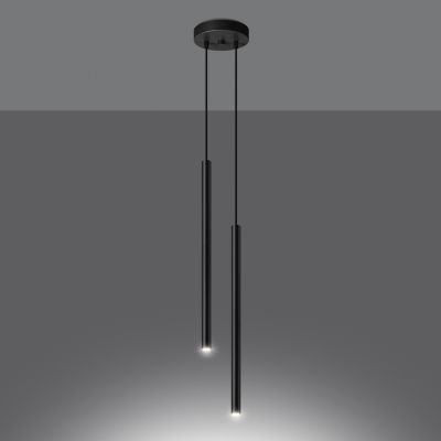 Lampa wisząca PASTELO podwójna czarna tuby nad stół wyspę do salonu Sollux (SL.1304)