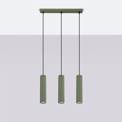 Lampa wisząca KARBON 3L zielona oliwka SL.1613 Sollux   (SL.1613)