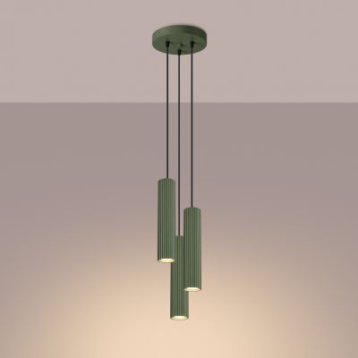 Lampa wisząca potrójna KARBON zielona oliwka SL.1614 Sollux  (SL.1614)