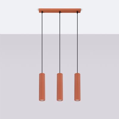 Lampa wisząca potrójna KARBON ochra czerwona SL.1632 Sollux  (SL.1632)