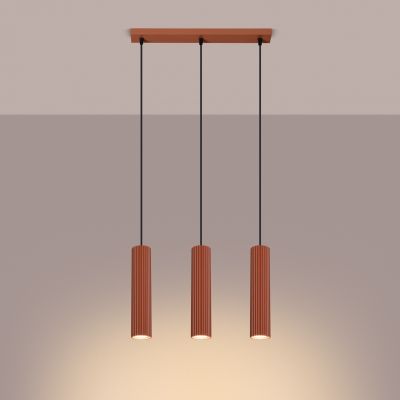 Lampa wisząca potrójna KARBON ochra czerwona SL.1632 Sollux  (SL.1632)