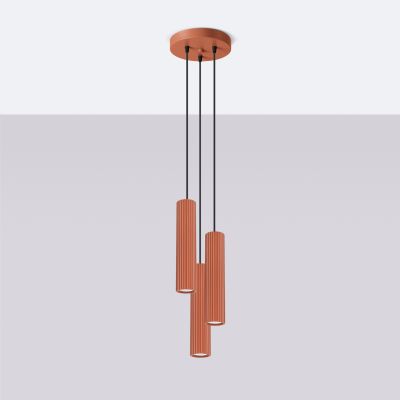 Lampa wisząca potrójna KARBON ochra czerwona SL.1633 Sollux  (SL.1633)