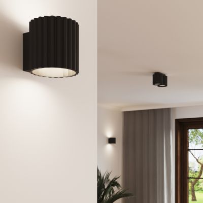 Plafon podwójny ryflowany AURA GU10 czarny  SL.1785 SOLLUX  (SL.1785)