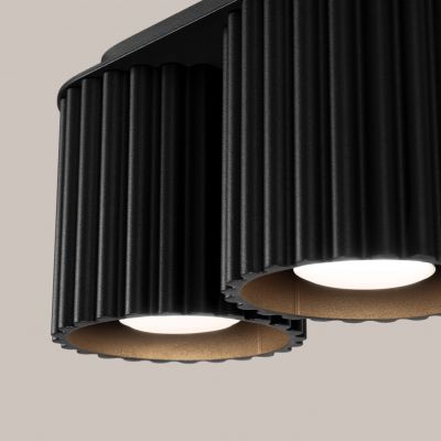 Plafon podwójny ryflowany AURA GU10 czarny  SL.1785 SOLLUX  (SL.1785)