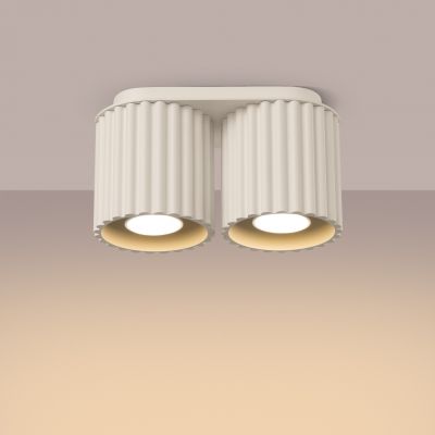 Plafon podwójny ryflowany AURA GU10 beżowy SL.1790 SOLLUX  (SL.1790)