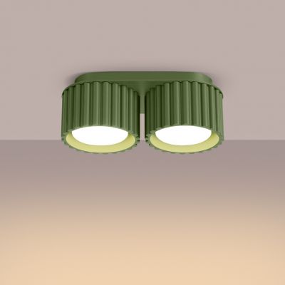Plafon podwójny ryflowany AURA Gx53 zielony oliwkowy SL.1798 SOLLUX  (SL.1798)
