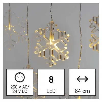 Girlanda świąteczna 8 LED sople śnieżynki 45x84 cm ciepła biel IP44 EMOS  (DCGW06)