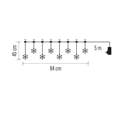 Girlanda świąteczna 8 LED sople śnieżynki 45x84 cm ciepła biel IP44 EMOS  (DCGW06)