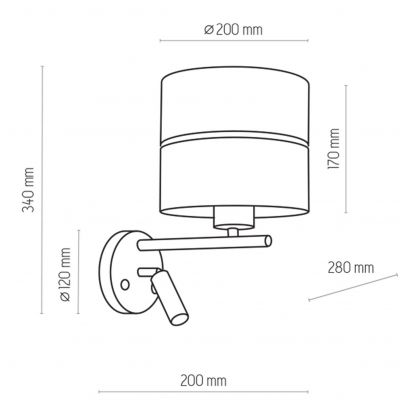 TK Lighting kinkiet Hilton 1xE27 max 60W + 1xCOB *3W LED czarny/złoty (2579)