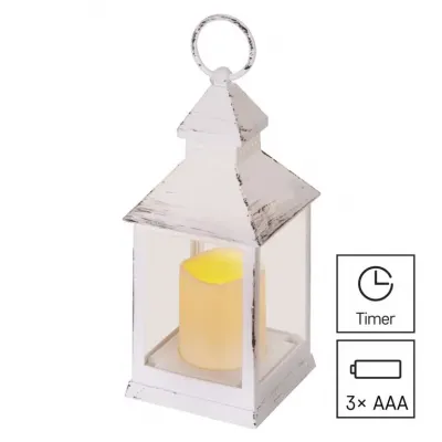 Lampion 1 LED świeczka biały 24 cm 3x AAA, vintage, IP20, timer DCLV01 EMOS (DCLV01)
