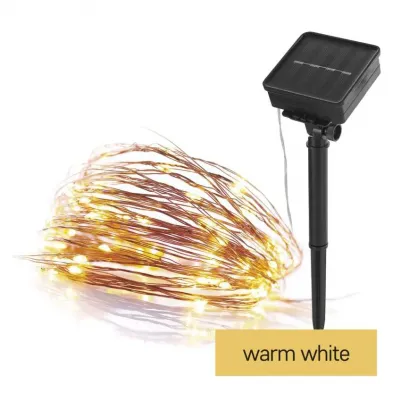 Lmpki świąteczne 120 LED nano łezki z panelem solarnym, miedź, 12 m, IP44, ciepła biel, timer D3ZW01 EMOS (D3ZW01)