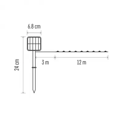 Lmpki świąteczne 120 LED nano łezki z panelem solarnym, miedź, 12 m, IP44, ciepła biel, timer D3ZW01 EMOS (D3ZW01)