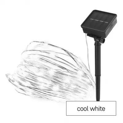 Lampki świąteczne 120 LED nano łezki z panelem solarnym, miedź, 12 m, IP44, zimna biel, timer EMOS (D3ZC01)