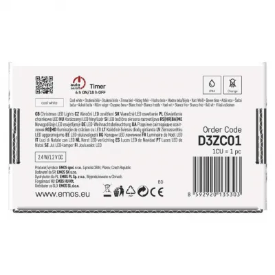 Lampki świąteczne 120 LED nano łezki z panelem solarnym, miedź, 12 m, IP44, zimna biel, timer EMOS (D3ZC01)