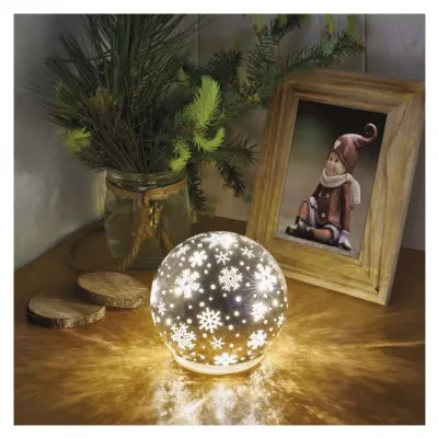 Ozdoba świąteczna LED szklana kula10 LED 12 cm 3x AA ciepła biel IP20 timer EMOS (DCLW28)