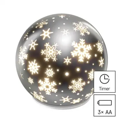 Ozdoba świąteczna LED szklana kula10 LED 12 cm 3x AA ciepła biel IP20 timer EMOS (DCLW28)