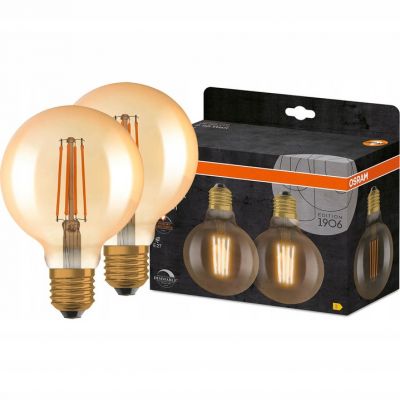 Żarówka LED 2szt. dekoracyjna kula E27 6,5W 725lm 2400K ciepła biel ściemnialna Vintage OSRAM (4058075754737)