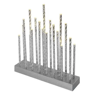 Świąteczny świecznik srebrny 19 LED 28 cm 3x AA ciepła biel IP20 timer EMOS (DCAW02)