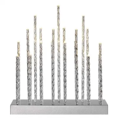 Świąteczny świecznik srebrny 19 LED 28 cm 3x AA ciepła biel IP20 timer EMOS (DCAW02)