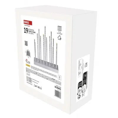 Świąteczny świecznik srebrny 19 LED 28 cm 3x AA ciepła biel IP20 timer EMOS (DCAW02)