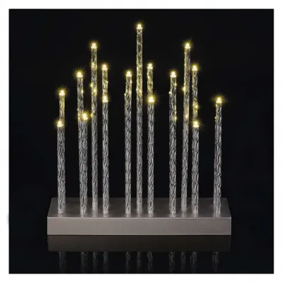 Świąteczny świecznik srebrny 19 LED 28 cm 3x AA ciepła biel IP20 timer EMOS (DCAW02)