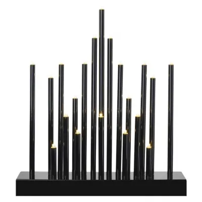 Świecznik świateczny czarny 20 LED 27 cm 3x AA ciepła biel IP20 timer EMOS (DCAW04)