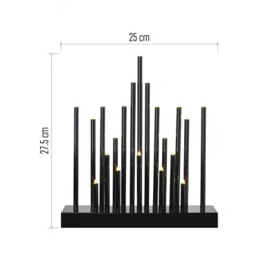 Świecznik świateczny czarny 20 LED 27 cm 3x AA ciepła biel IP20 timer EMOS (DCAW04)