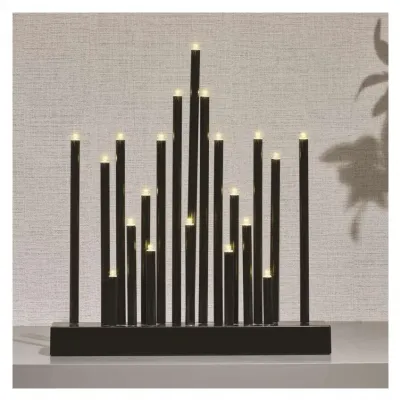 Świecznik świateczny czarny 20 LED 27 cm 3x AA ciepła biel IP20 timer EMOS (DCAW04)