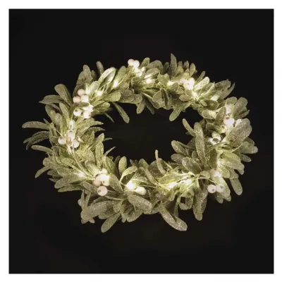Wieniec świateczny jemioła 25 LED 3xAA ciepła biel IP20 timer EMOS (DCTW28)