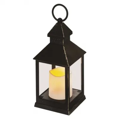 Lampion 1 LED świeczka czarny 24 cm 3x AAA vintage IP20 timer EMOS (DCLV02)