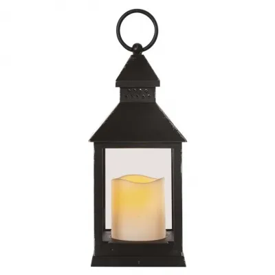 Lampion 1 LED świeczka czarny 24 cm 3x AAA vintage IP20 timer EMOS (DCLV02)