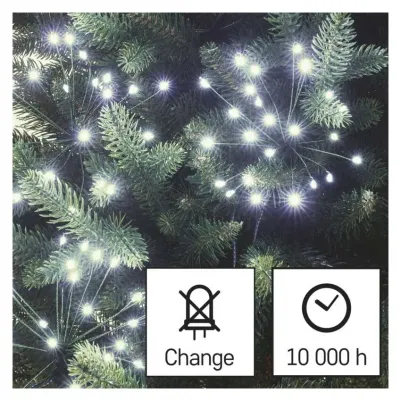 Lampki nano łezki frędzle 150 LED 2,35 m zimna biel IP20 timer EMOS (D3AC08)