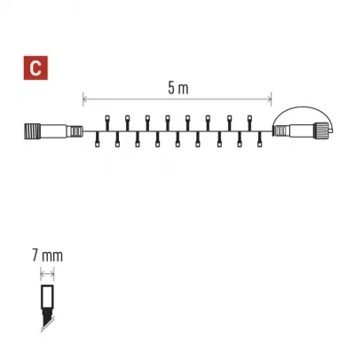 Lampki choinkowee łączone Profi 50 LED 5m ciepła biel biały przewód IP44 timer EMOS (D2AW02)