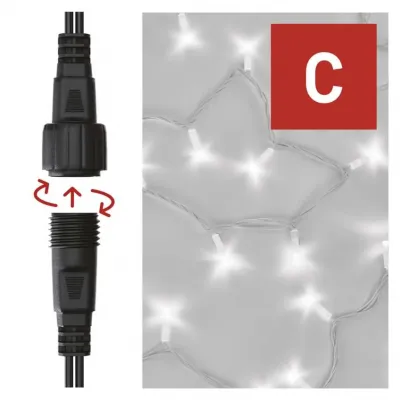 Lampki choinkowe Profi 50 LED 5m zimna biel biały przewód IP44 timer EMOS (D2AC02)