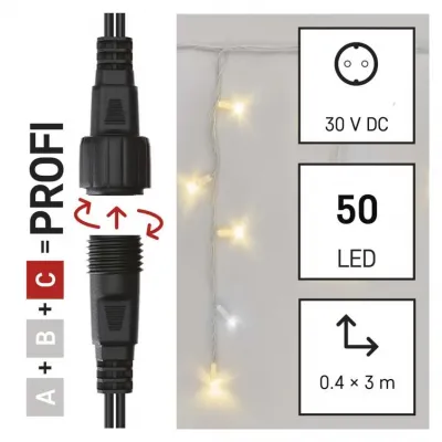 Oświetlenie łączone Profi sople 50LED 3m ciepła+zim biel biały błysz przewód IP44 timer (D2CN02)