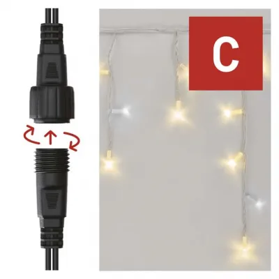 Oświetlenie łączone Profi sople 50LED 3m ciepła+zim biel biały błysz przewód IP44 timer (D2CN02)