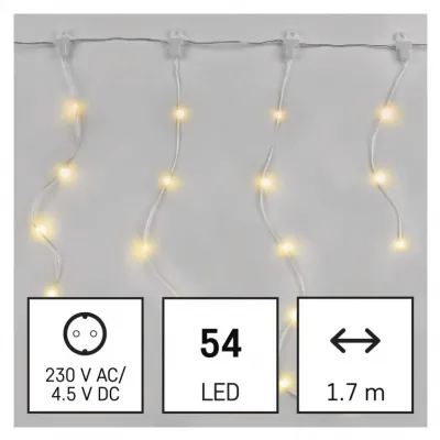 Kurtyna świetlna lampki 54LED drop łezki 1,7m ciepła biel 8 programów IP44 EMOS (D3CW01)