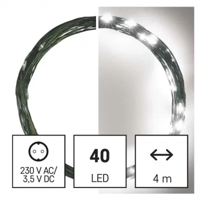 Lampki świąteczne nano łezki 40 LED 4m zimna biel IP44 timer EMOS (D3AC03)