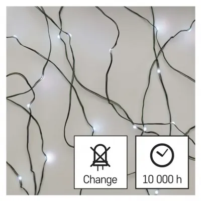 Lampki świąteczne nano łezki 40 LED 4m zimna biel IP44 timer EMOS (D3AC03)