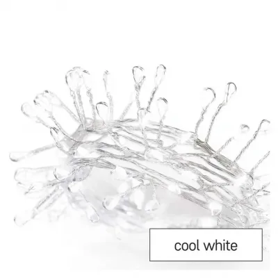 Lampki świąteczne 100LED small nano łezki jeżyk, 2,4m 3xAA zimna biel  IP20 timer EMOS (D3FC01)