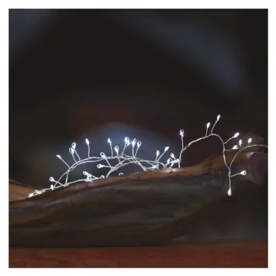 Lampki świąteczne 100LED small nano łezki jeżyk, 2,4m 3xAA zimna biel  IP20 timer EMOS (D3FC01)