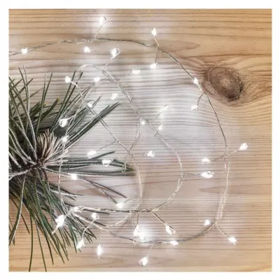 Lampki świąteczne 100LED small nano łezki jeżyk, 2,4m 3xAA zimna biel  IP20 timer EMOS (D3FC01)